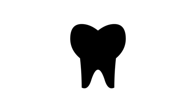 Tooth icon, black solid symbol on white background