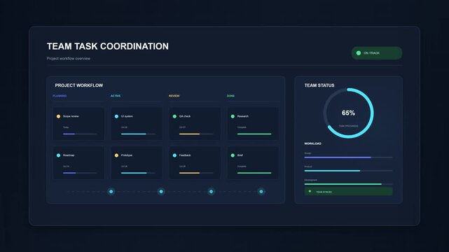 Modern project management dashboard showing team task coordination