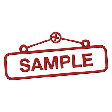 3d red sample text sign illustration on transparent background