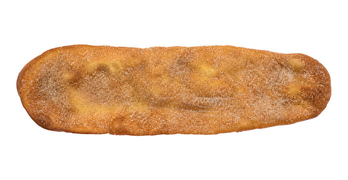 Canadian BeaverTail elongated flat fried pastry with stretched shape Isolated on White Background
