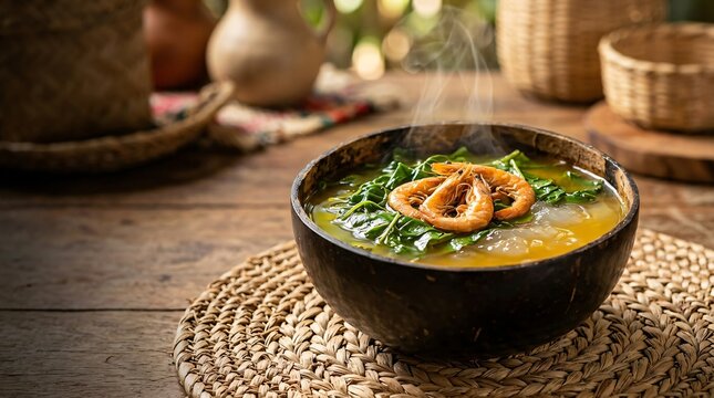 Amazonian Tacaca Soup with Tucupi Jambu and Dried Shrimp in Cuia