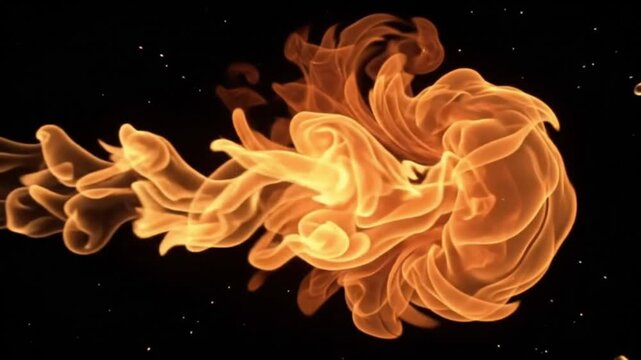 Multiple fire bursts and orange flames exploding on black background
