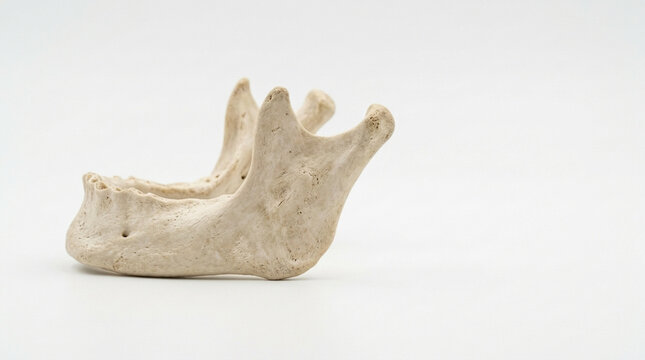 Human Mandible Bone Anatomical Model Isolated on White Background Dental Health Concept