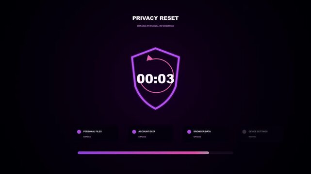Cybersecurity countdown timer with shield graphic loop