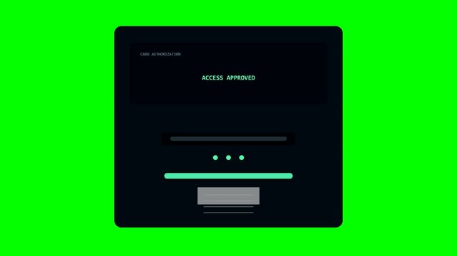 Digital payment terminal screen animation with green screen