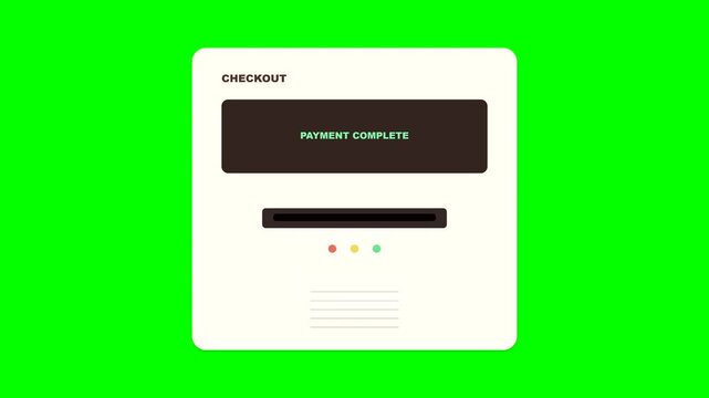Animated checkout payment interface with credit card