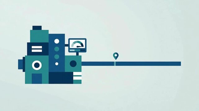 AI predictive maintenance concept with equipment gauge and service timeline, animated motion graphic