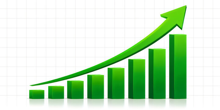 Financial market growth concept chart with green arrow going up flat vector illustration0