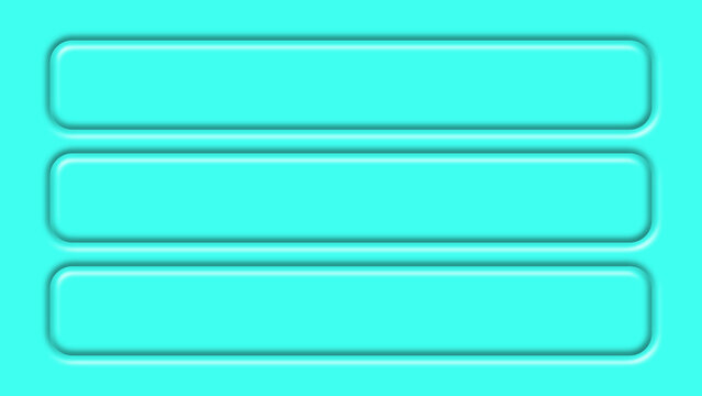 Bright cyan turquoise background with three soft neumorphic banners