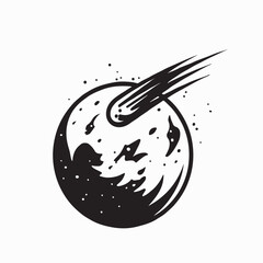 Meteor Falling From Space To Earth Vector Illustration On White Background © Tarko