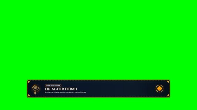 Eid Al-Fitr lower third banner graphic on solid green screen background