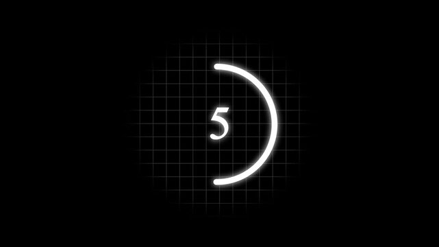 Countdown timer animation. Sleek and stylish 33 second modern flat countdown animation smooth timer from 10 to 0 seconds with transparent background