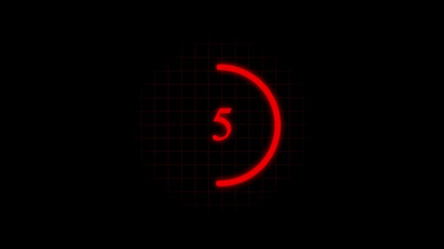 Countdown timer animation. Sleek and stylish 33 second modern flat countdown animation smooth timer from 10 to 0 seconds with transparent background