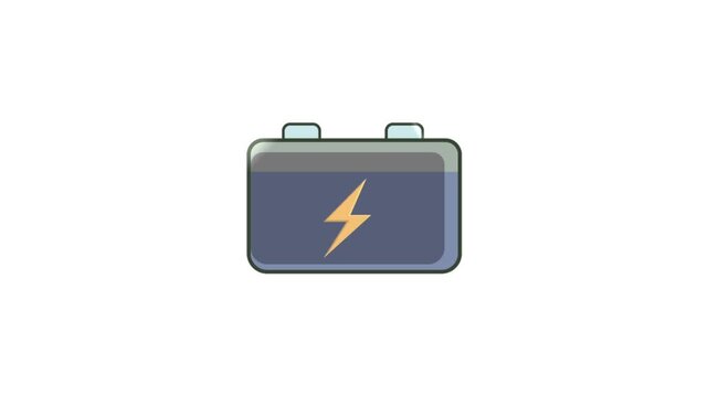 Vector illustration of a car battery with a lightning bolt symbol, representing electrical energy and power supply concepts