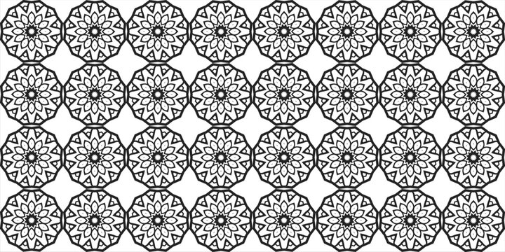 Seamless Islamic Decagonal Arch Dotted Petal Mandala Pattern Vector