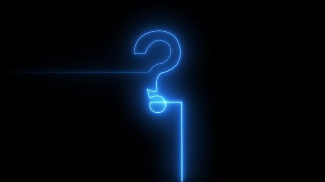 neon glowing loop Question mark sign Question mark icon asking animation.4k resolution abstract advice.