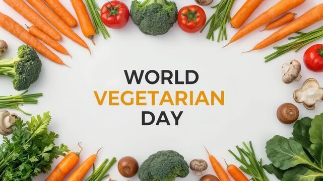 Vegetable Border with Carrot Tomato Assortment for World Vegetarian Day Message