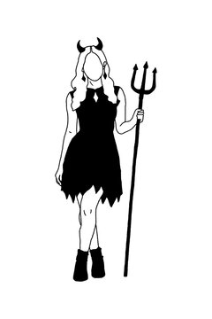 A woman wearing a demon costume