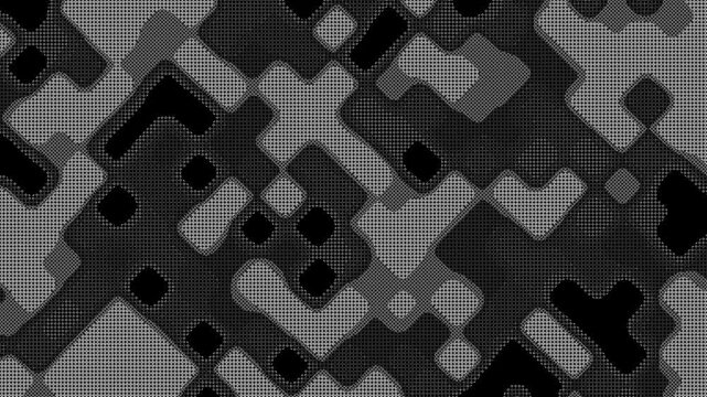 Black and white halftone pattern with organic shapes and dotted texture