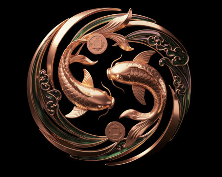 A magnificent and beautiful golden koi : a symbol of auspiciousness.