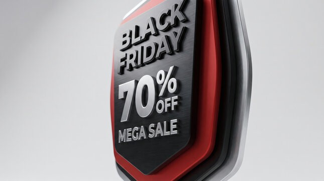 Black friday 70 percent off mega sale 3d shield badge
