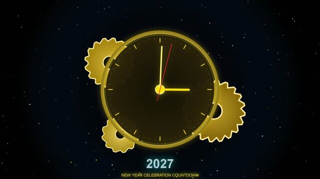 Golden clock countdown for new year 2027 celebration