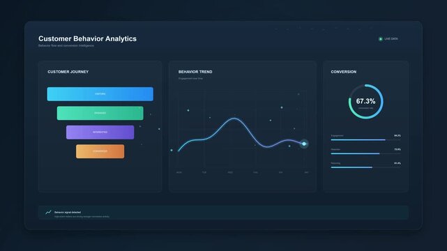 Customer behavior analytics dashboard with data visualization charts