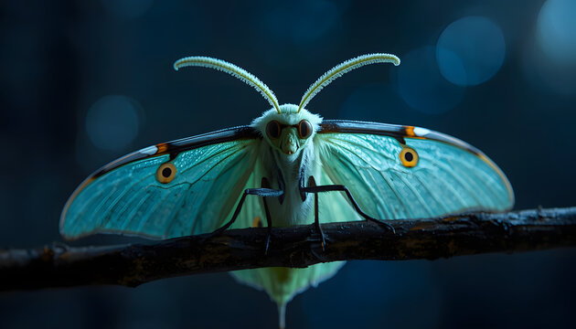 Luna moth on a branch