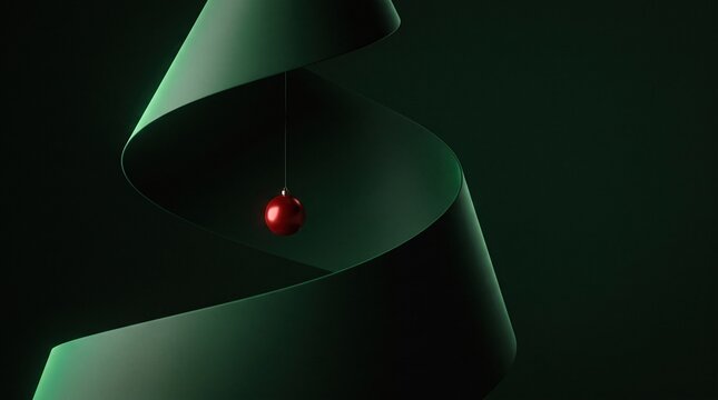 Minimalist Abstract Christmas Tree Concept with Red Bauble