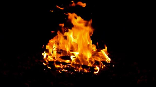 Wide Fire Explosion Spreading Across Dark Background