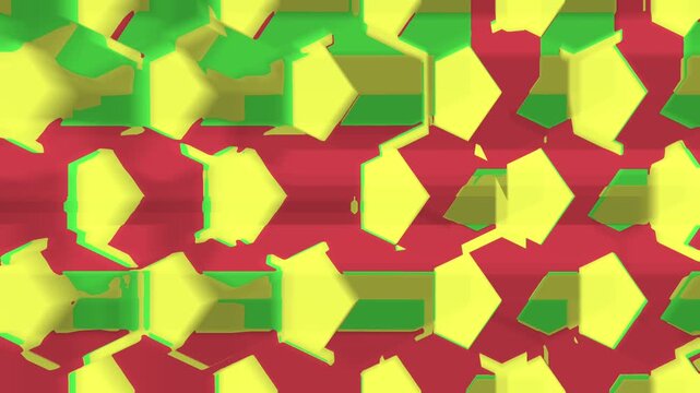 Red Green Hexagon Mesh Interlocking Geometric Chain Pattern Retro Groovy Background Template With Copy Space