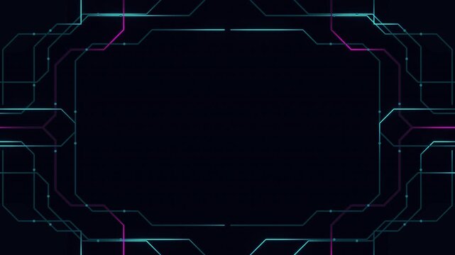 Neon Cyberpunk Circuit Background with Central Copy Space