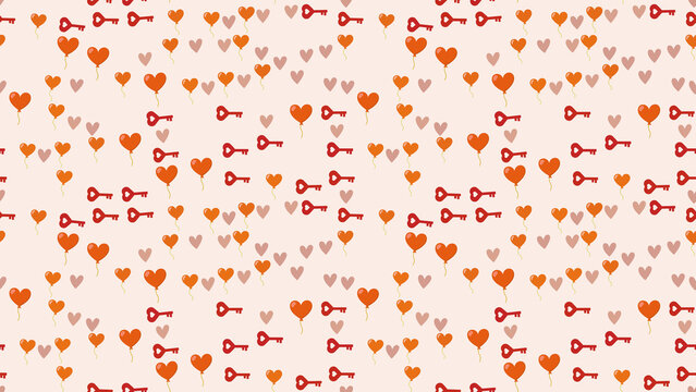 Heart balloons and keys pattern