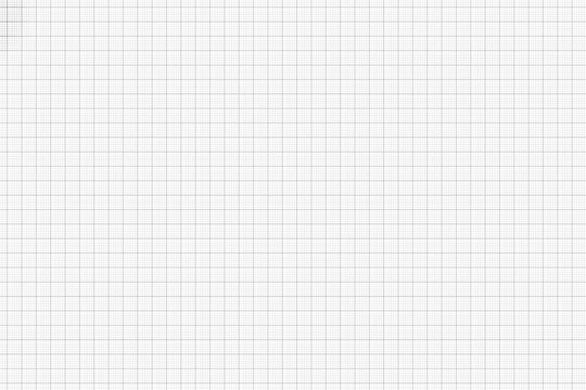 White graph paper background with fine gray grid lines, blank squared millimeter paper texture for drafting and design