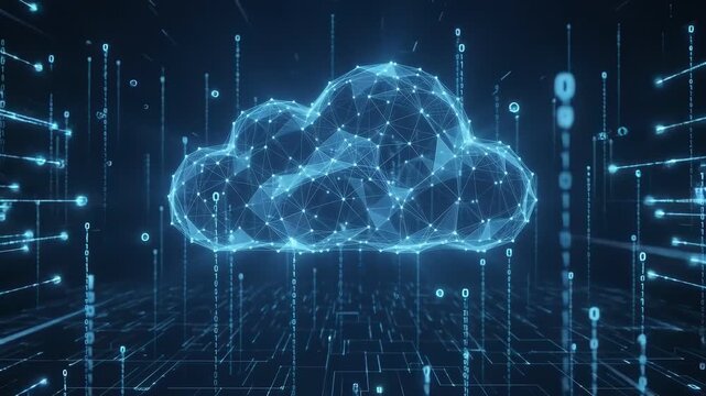 Digital cloud network transferring data streams with binary code