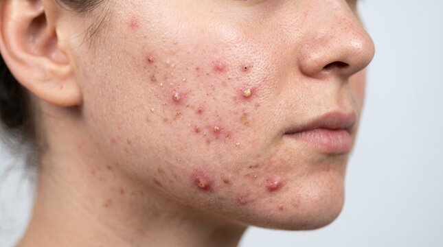 Acne Vulgaris with Comedones, Papules and Pustules &ndash; Medical Skin Examination