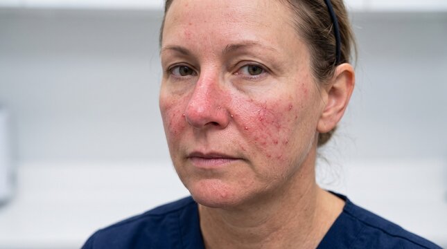 Rosacea &ndash; Detailed Photorealistic Clinical Facial Dermatology Photography