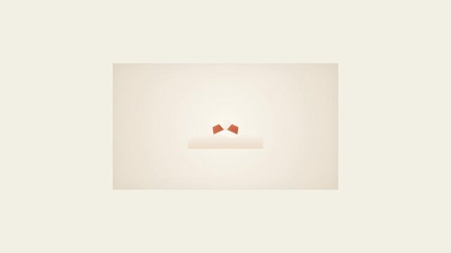 Animated Brick Building Blocks Falling and Separating on Shelf Minimalist Background