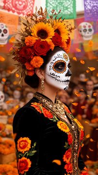 catrina, D&iacute;a de Muertos, d&iacute;a de muertos en M&eacute;xico, calavera mexicana, mujer catrina, mujer mexicana, maquillaje de catrina, maquillaje de calavera, cementerio, pante&oacute;n, noche de muertos, tradici&oacute;n mex