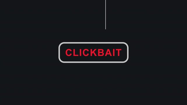 Social Media Clickbait Label on Fishing Hook Motion Graphic with Alpha Channel
