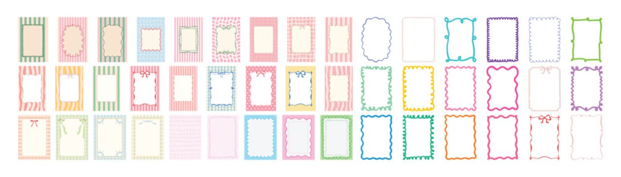 Coquette Bow Frames and Ribbon Borders Feminine Wedding Invitation Decorative Lace Doodle Vector Clipart Collection for Bridal Baby Shower Bachelorette Scrapbook Design Bundle