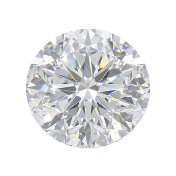 Round cut sparkling diamond isolated on a transparent background