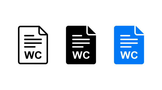 Set of word count document icons with wc text symbol vector illustration design