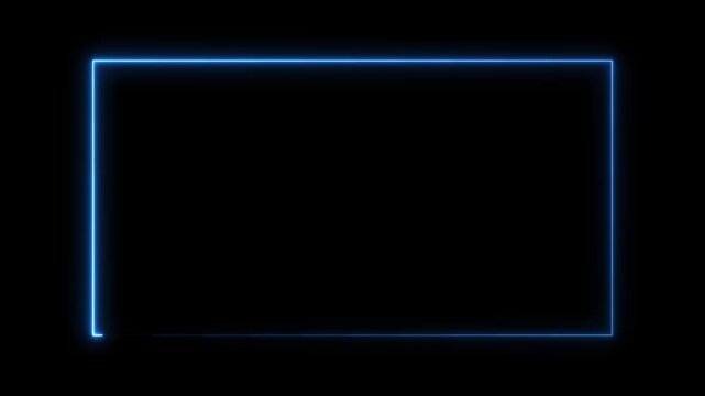 rectangle frame icon animation glowing neon pink and blue color bordar frame display box round shape retro screen photo frame rotation seamless footage line movement on black background