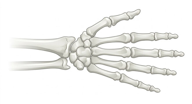 Human hand and wrist skeleton anatomy vector illustration isolated on white background