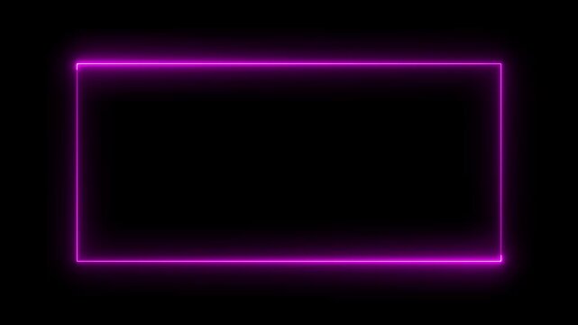 Neon pink glowing rectangular border frame with smooth animated light path on black background rectangle