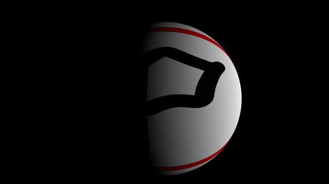 3D Flag Icon Sphere Animated Element on Black Background