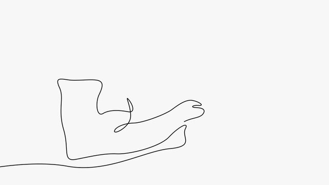 Continuous line art animation of a father holding and feeding a baby on a couch.   