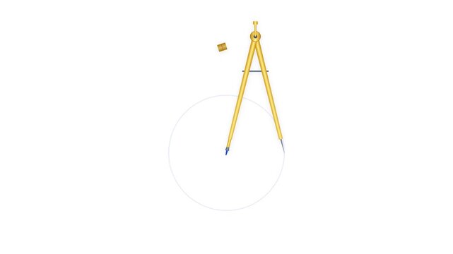 Minimal Antique Brass Drafting Compass Scribing Cobalt Blue Ink Circle on White for Scientific Research Laboratory and Advanced