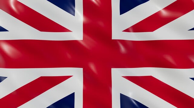 Digital 3D animation of a waving Union Jack United Kingdom flag